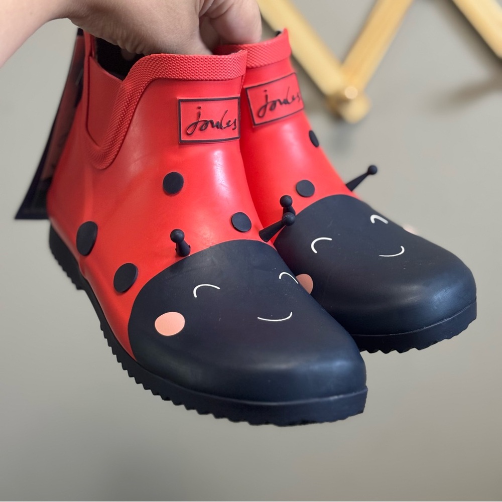 Joules Kids' Size 4 Ladybug Wellibob Short Rain Boot  Wellies BRAND NEW V02660